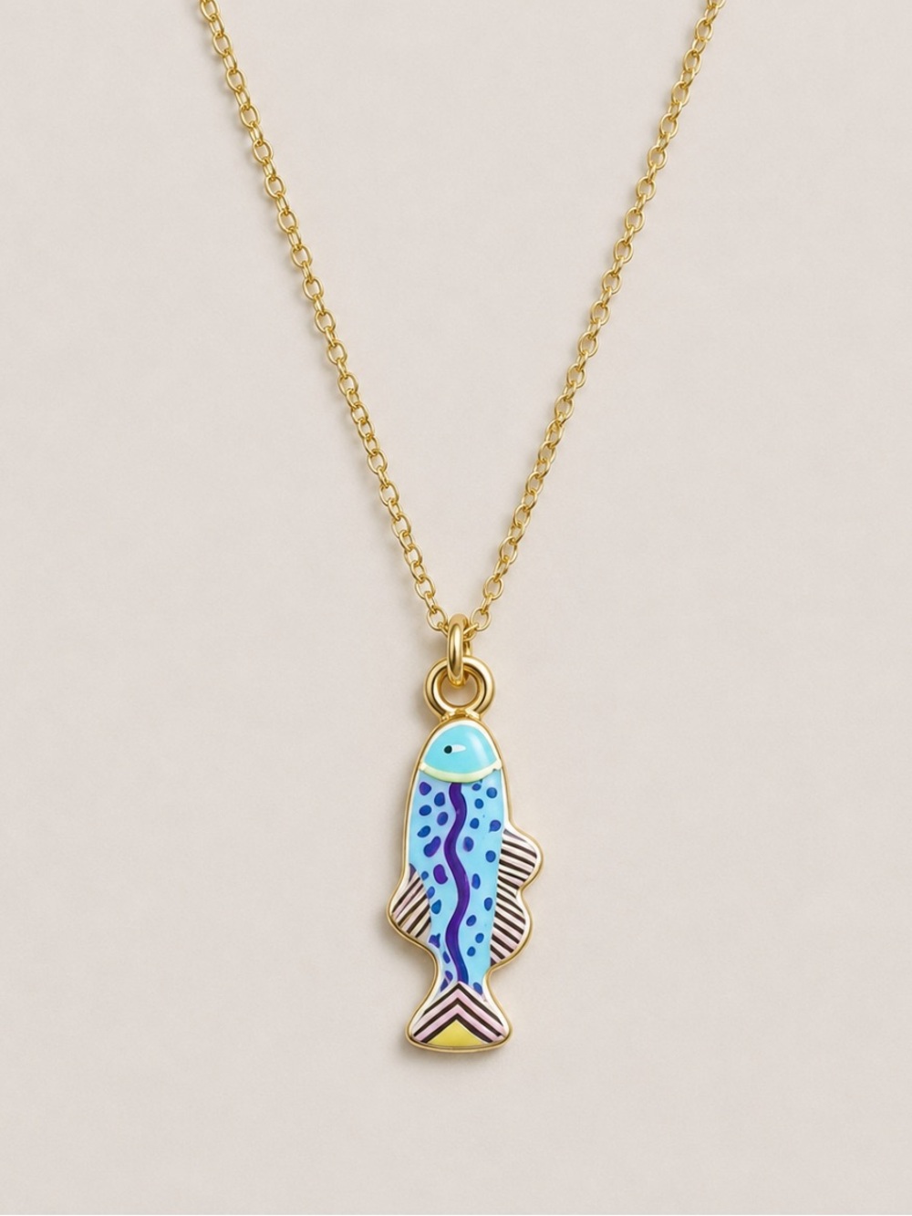 New! Coastal Blue Petite Fish Gold Necklace NWOT 5072